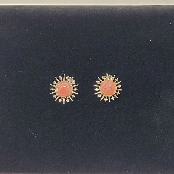 Vintage 60s Pink Quartz Sunburst Satellite Clip-On Earrings Silver Tone Glam - Picture 7 of 8
